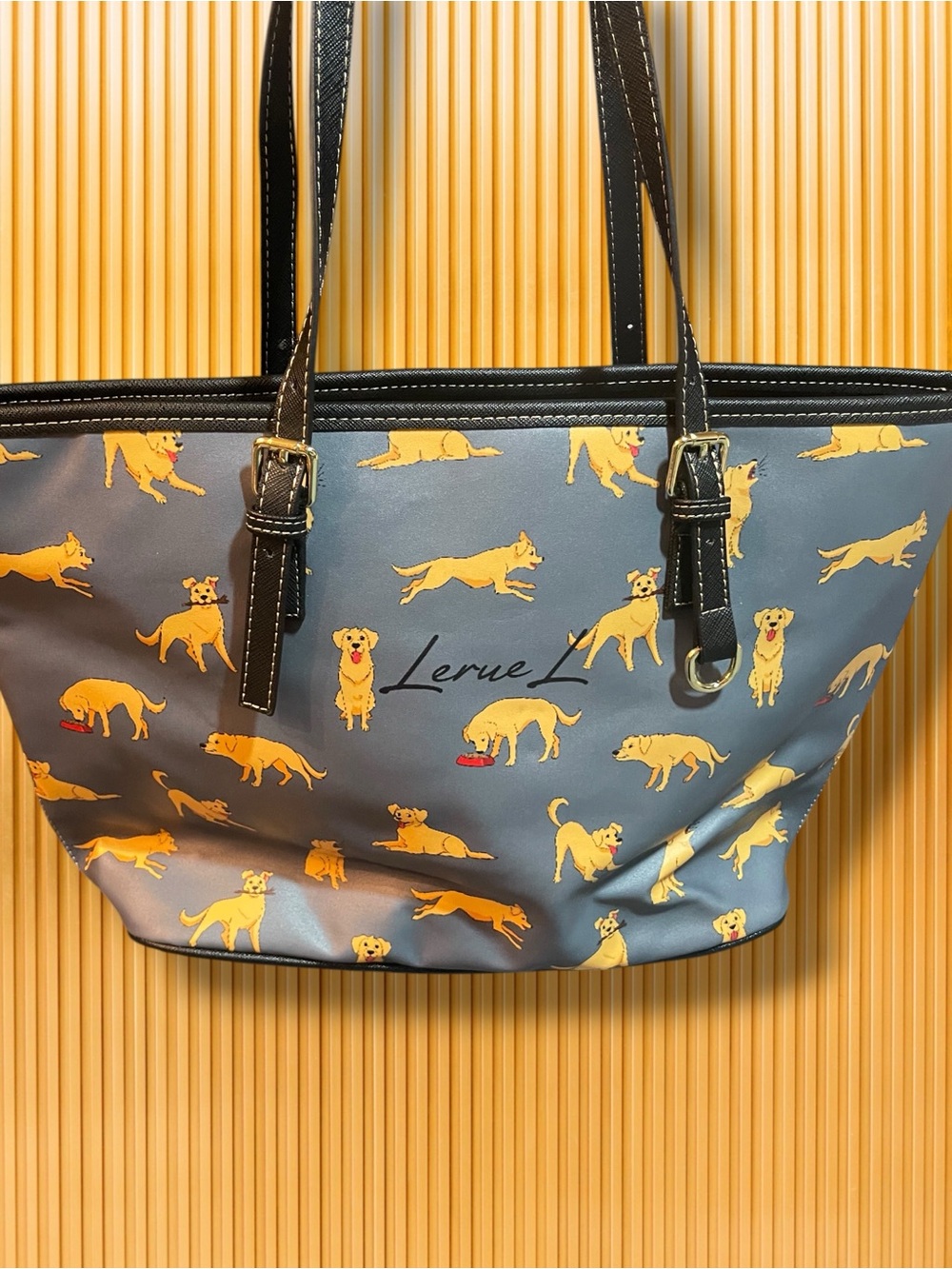 ✨ LerueL Golden Retriever Tote Bag | Cute Dog Mom Shoulder Handbag Blue 🐶 - Picture 15 of 15